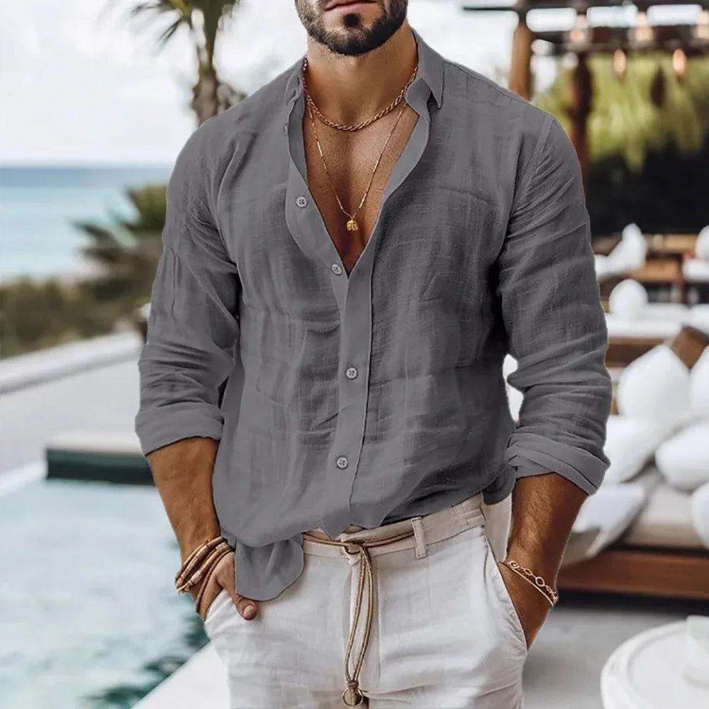 Men’s Linen Button Shirt