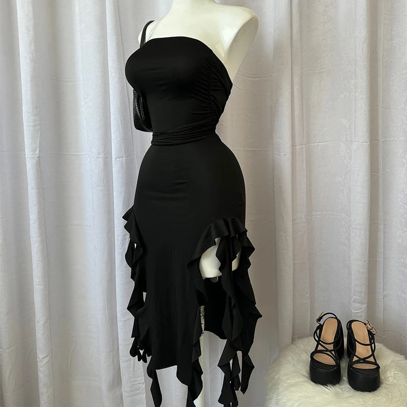 Strapless Floral Slit Mini Dress